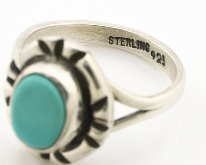 Navajo Ring .925 Silver Kingman Turquoise Artist Signed Gecko C.90's
