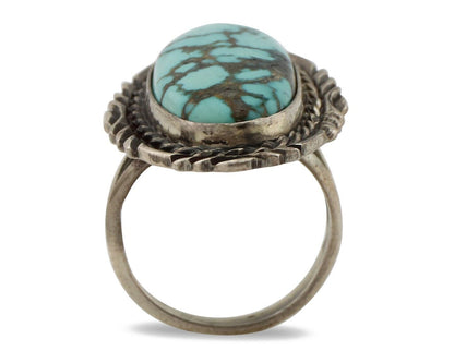 Navajo Ring 925 Silver Blue Spiderweb Artist Signed Billy Eagle C.80s