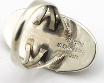 Navajo Ring 925 Silver Natural Malachite Artist Signed William Denetdale C.80's