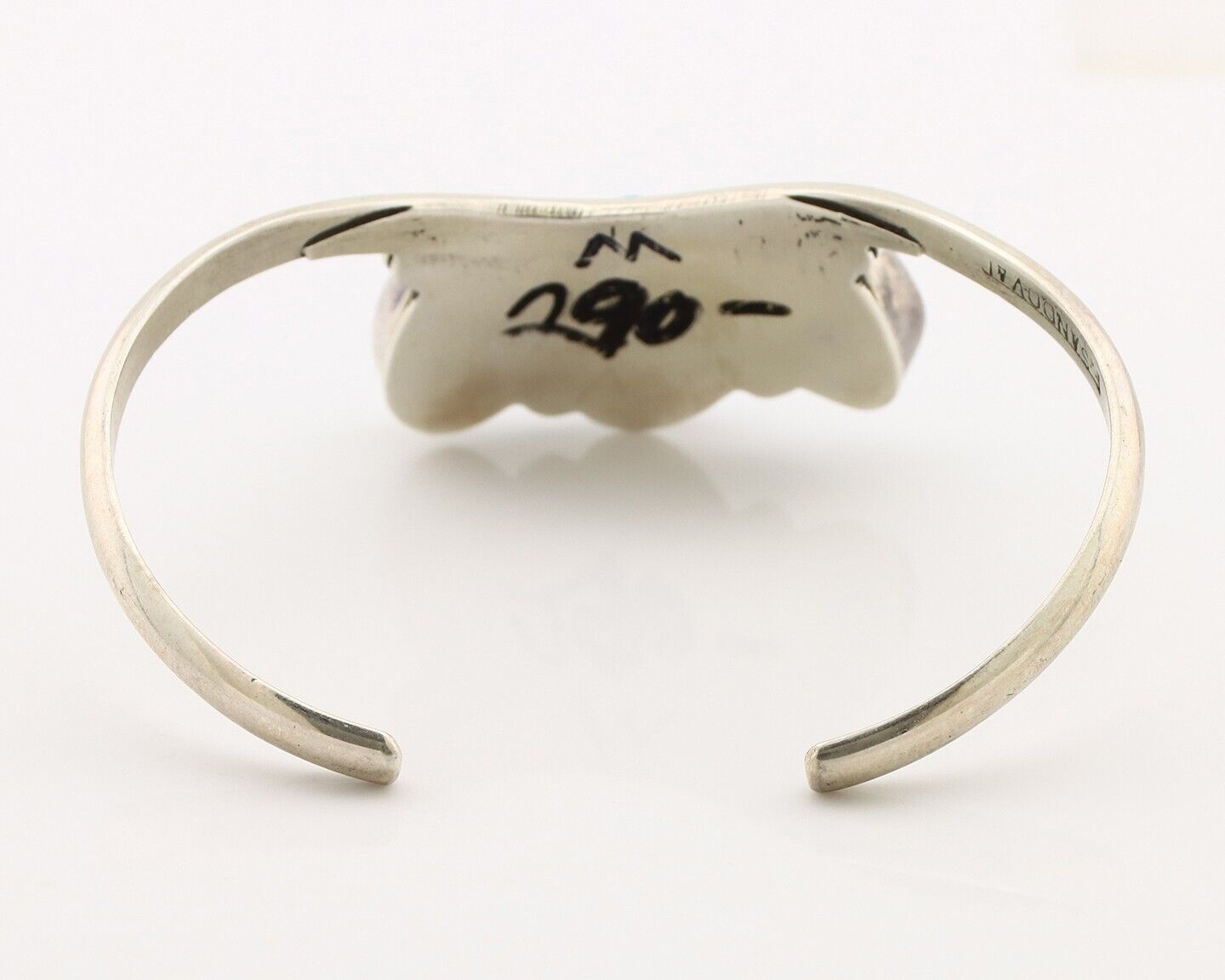 Navajo Bracelet 925 Silver Blue Kingman Turquoise Artist Signed E SANDAVOL C80s