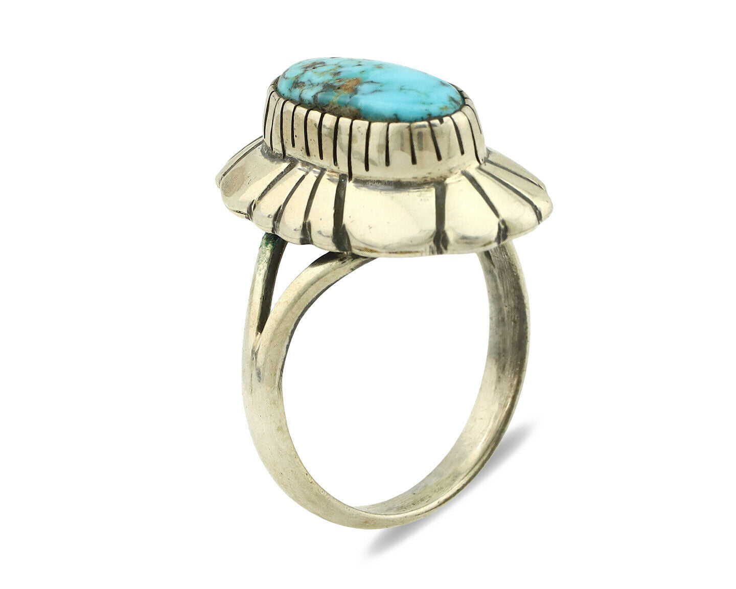 Navajo Ring .925 Silver Arizona Turquoise Signed M Montoya C.80's
