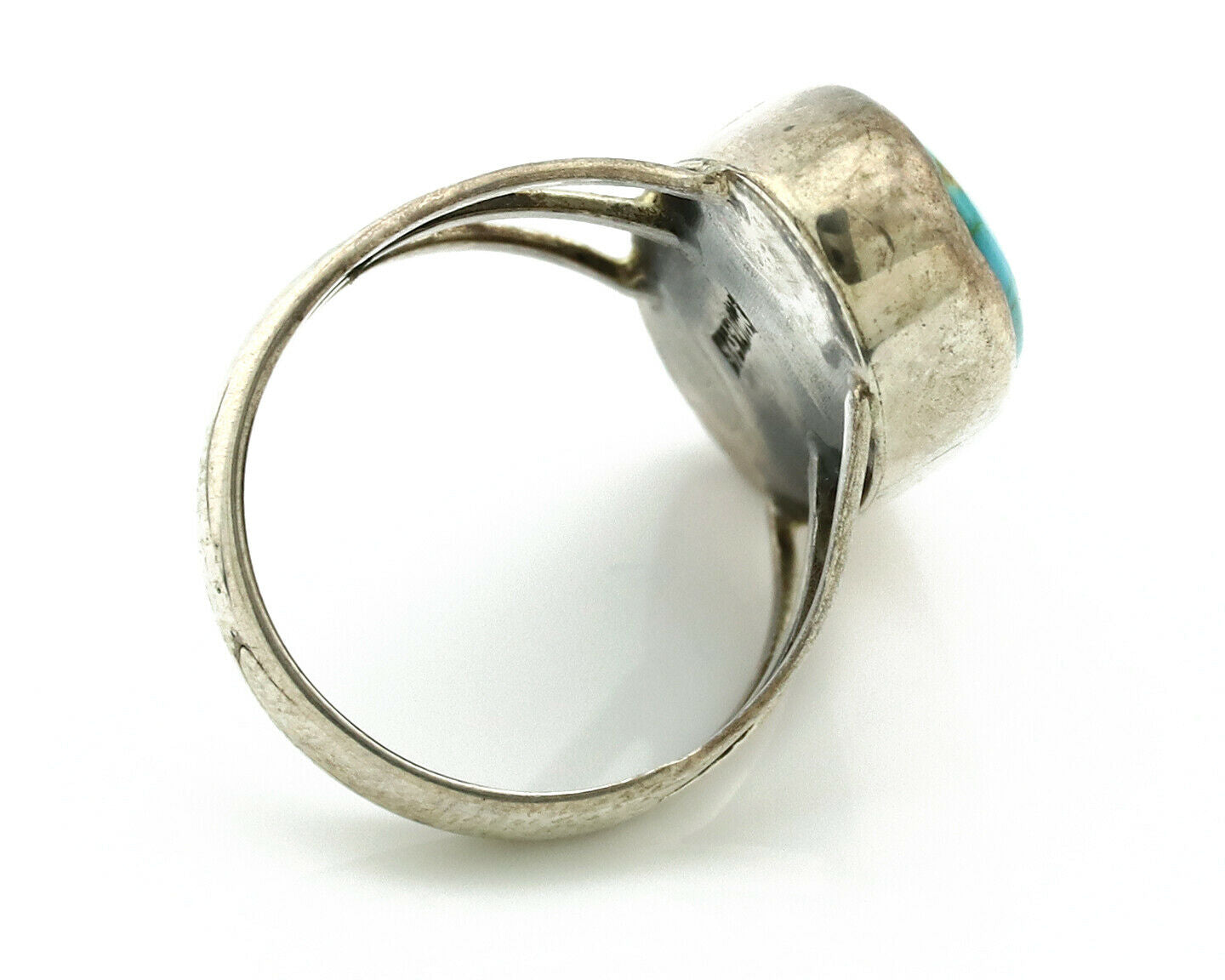 Navajo Ring .925 Silver Nevada Turquoise Native American Artist C.80's