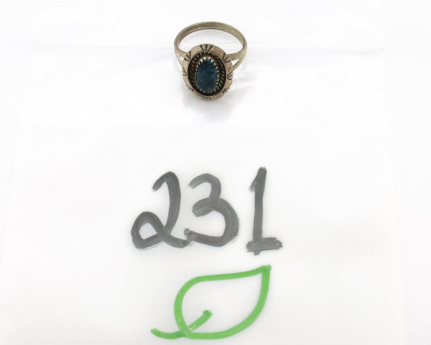 Navajo Ring 925 Silver Natural Black Spiderweb Turquoise Native Artist C.80's