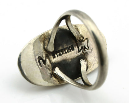 Navajo Shadow Box Ring .925 Silver Blue Turquoise Signed M Montoya C80s