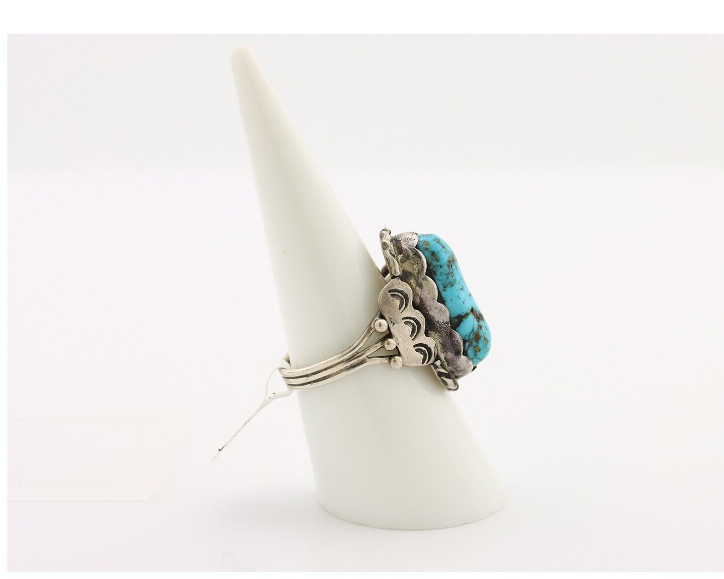 Navajo Ring 925 Silver Blue Gem Turquoise Artist Signed Tony Guerro C.80's
