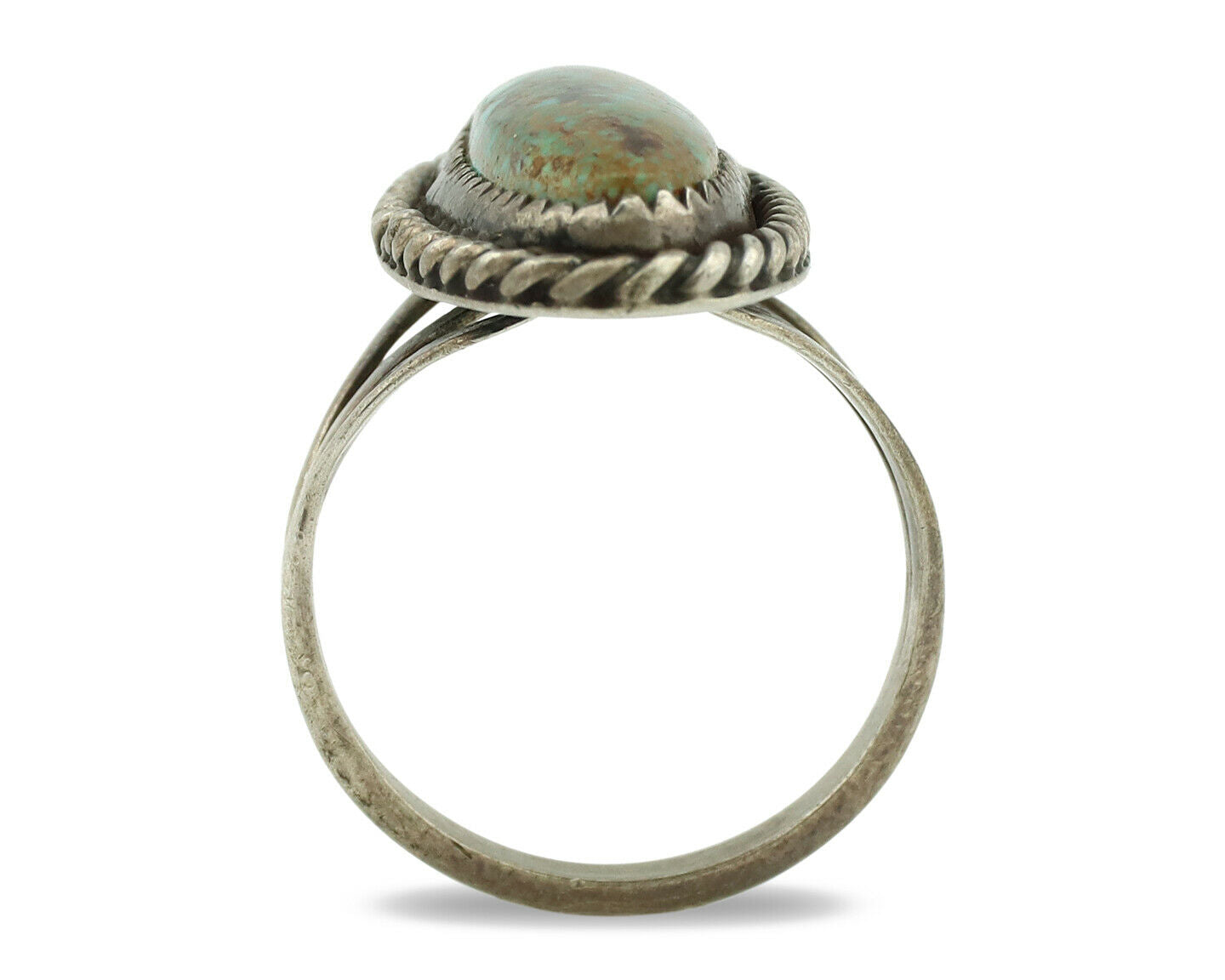 Navajo Ring .925 Silver Kingman Spiderweb Turquoise Native Artist C.1980's
