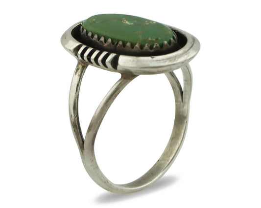 Navajo Ring .925 Silver Green Turquoise Native American Artist Handmade C.80's