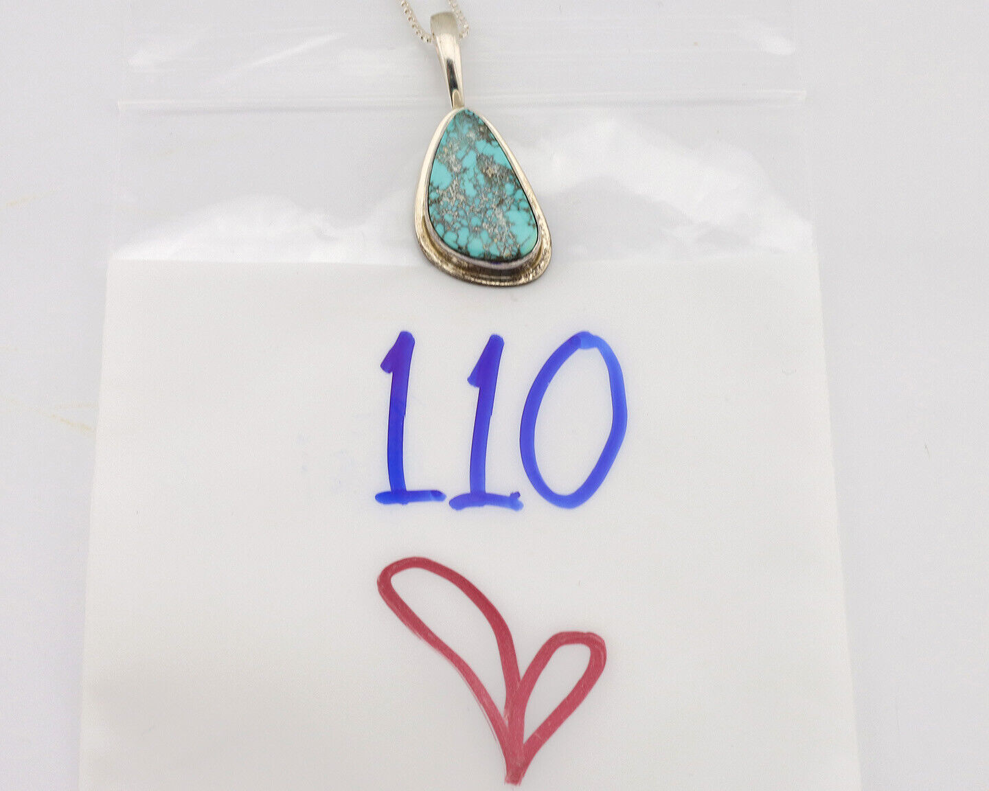 Navajo Necklace .925 Silver Fox Mine Turquoise Signed Doug Zachary C.1980's