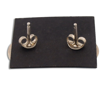 Navajo Earrings 925 Silver Natural Kingman Turquoise Artist Signed JM C.90's