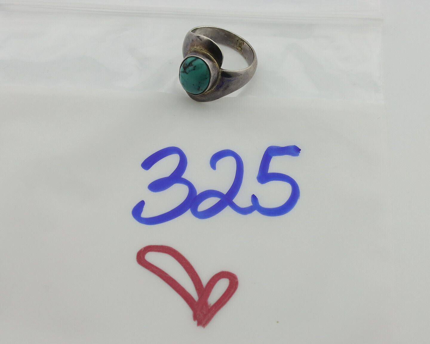 Navajo Ring .925 Silver Natural Turquoise Handmade Native American Artist C.80s