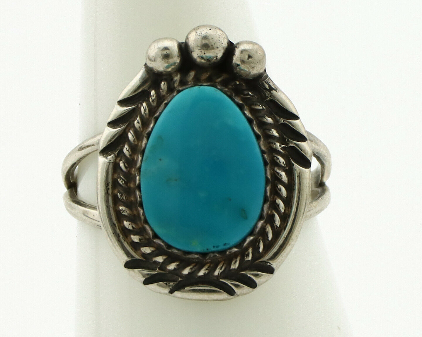 Navajo Ring .925 Silver Blue Turquoise Artist Signed Anna Begay C.1980's
