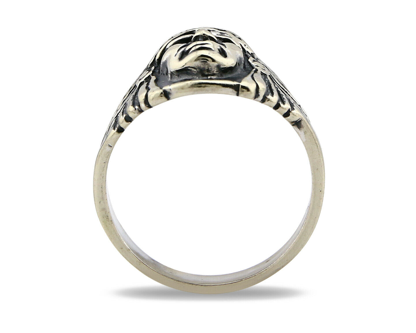 Navajo Warrior Chief Ring .925 Silver Artist Signed Wheeler C.80's Size 11