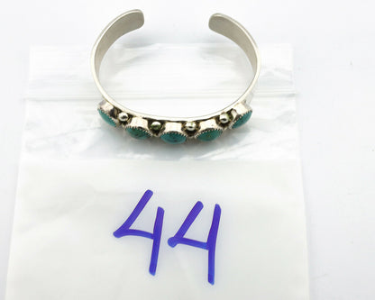 Navajo Bracelet .925 Silver Gem Grade Blue Green Turquoise C Jones Artist C.80's