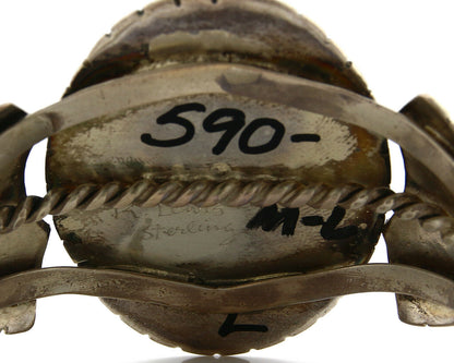 Navajo Bracelet .925 Silver Turquoise Mountain Signed K. Lewis C.80's