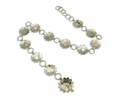 Navajo Concho Belt .925 Silver Handmade Hand Stamped Tiwa Sun C.80's