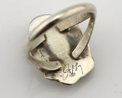 Navajo Ring .925 Silver Natural Pink Mussel Artist Signed Justin Morris C.80's