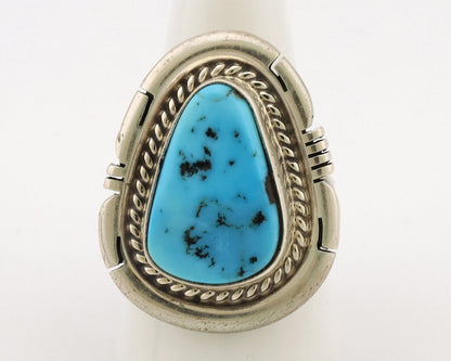 Navajo Ring .925 Silver Sleeping Beauty Turquoise Artist Signed E Etsitty C.80's