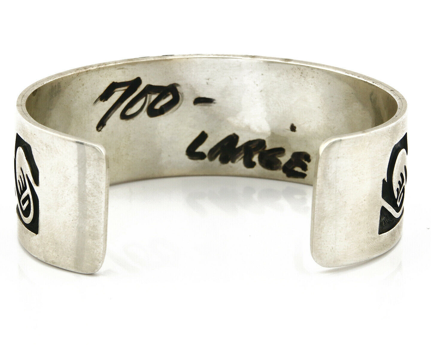 Hopi Bracelet .925 Silver Handmade Overlay Pattern Cuff Signed Rain Cloud