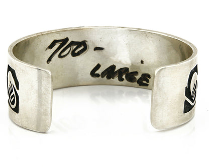 Hopi Bracelet .925 Silver Handmade Overlay Pattern Cuff Signed Rain Cloud