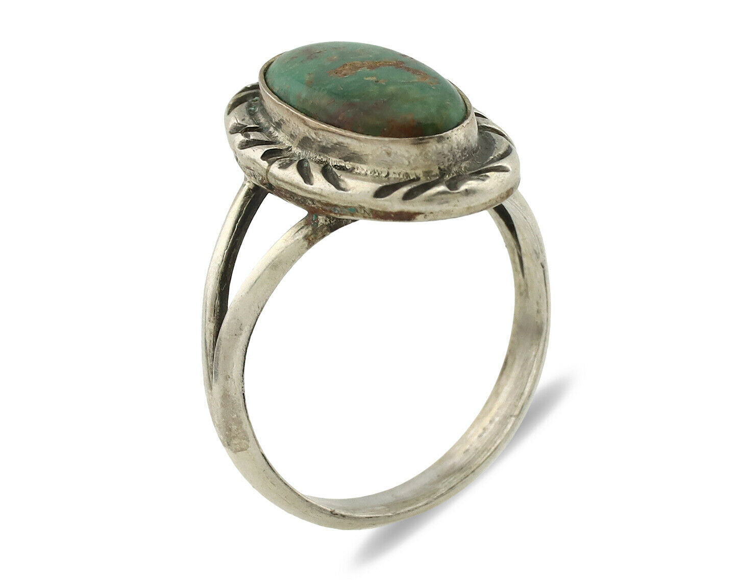 Navajo Ring .925 Silver Kingman Turquoise Native Artist Signed C.80's