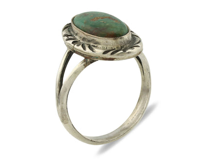 Navajo Ring .925 Silver Kingman Turquoise Native Artist Signed C.80's