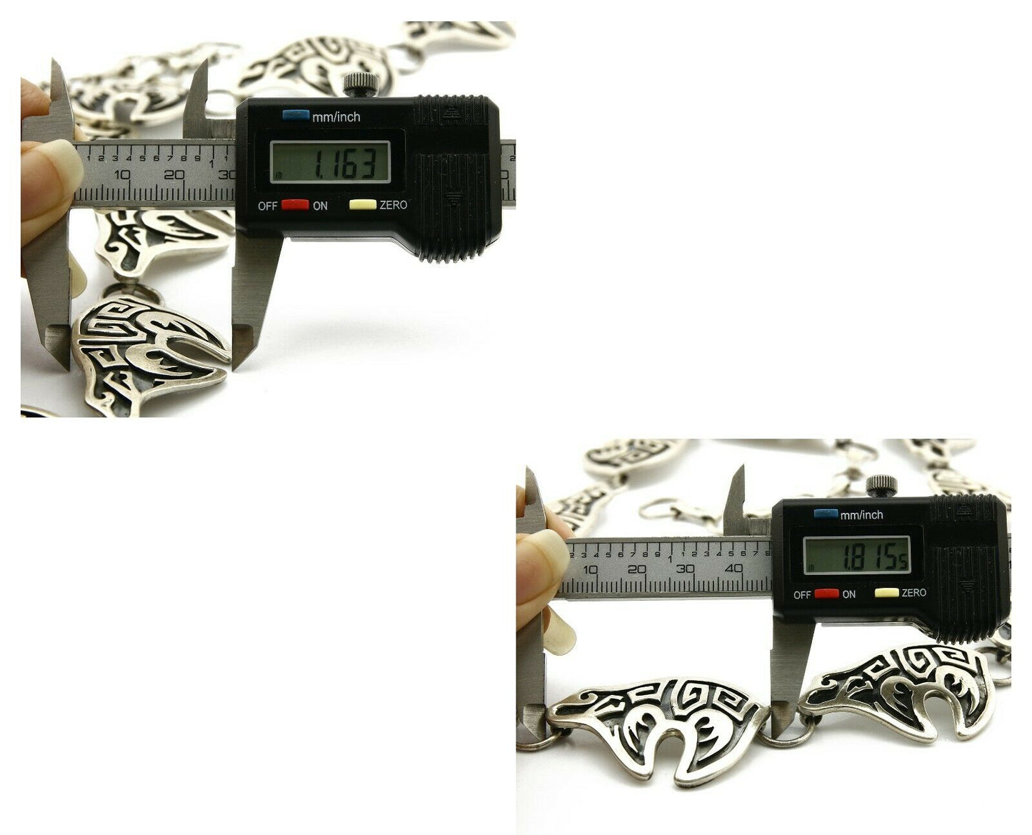 Navajo Spirit Bear Concho Belt .925 Silver Handmade Signed M Montoya C.80's