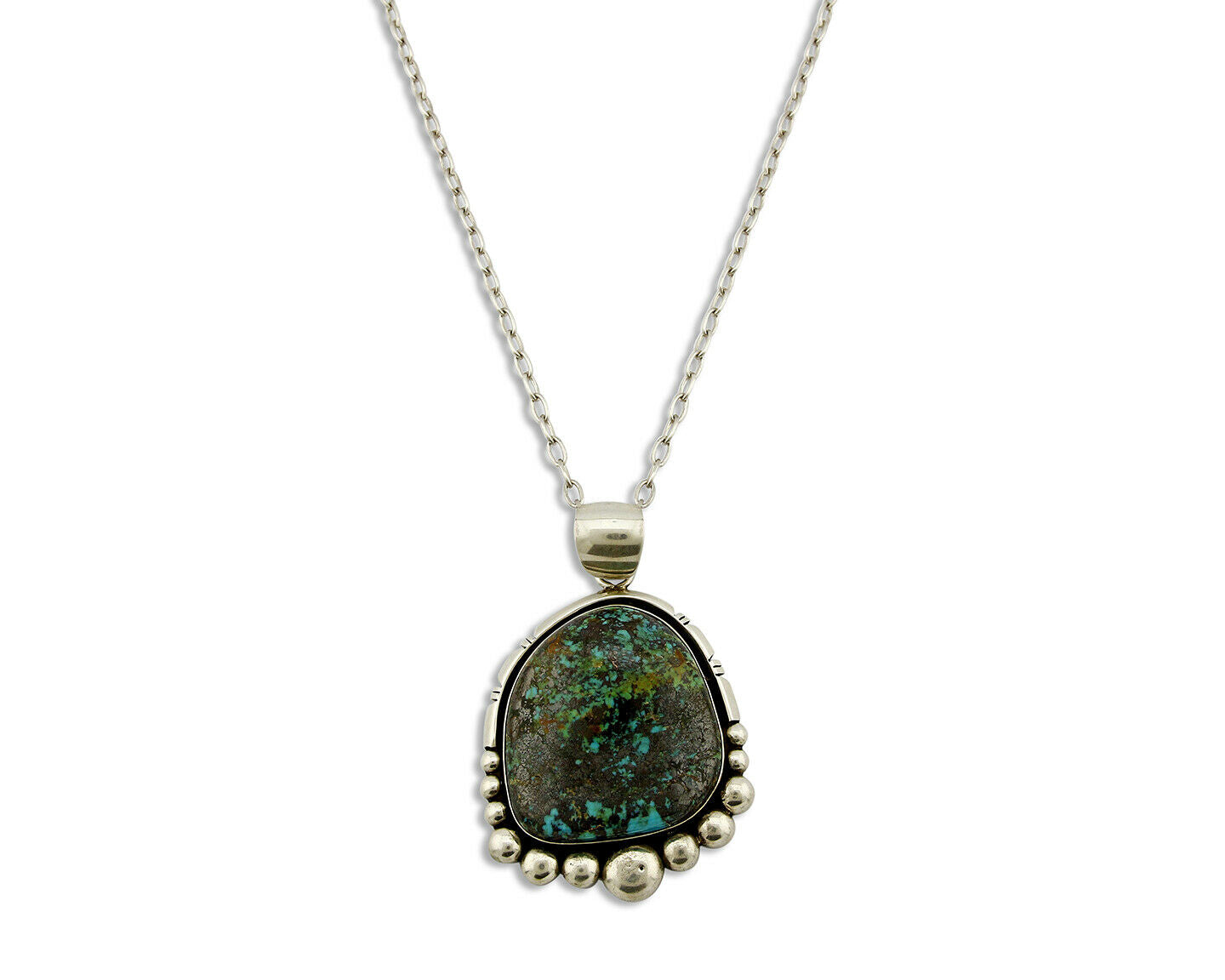 Old Pawn Navajo Signed "D" Natural Mined Blue Diamond Turquoise .925 Necklace