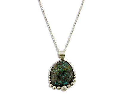 Old Pawn Navajo Signed "D" Natural Mined Blue Diamond Turquoise .925 Necklace