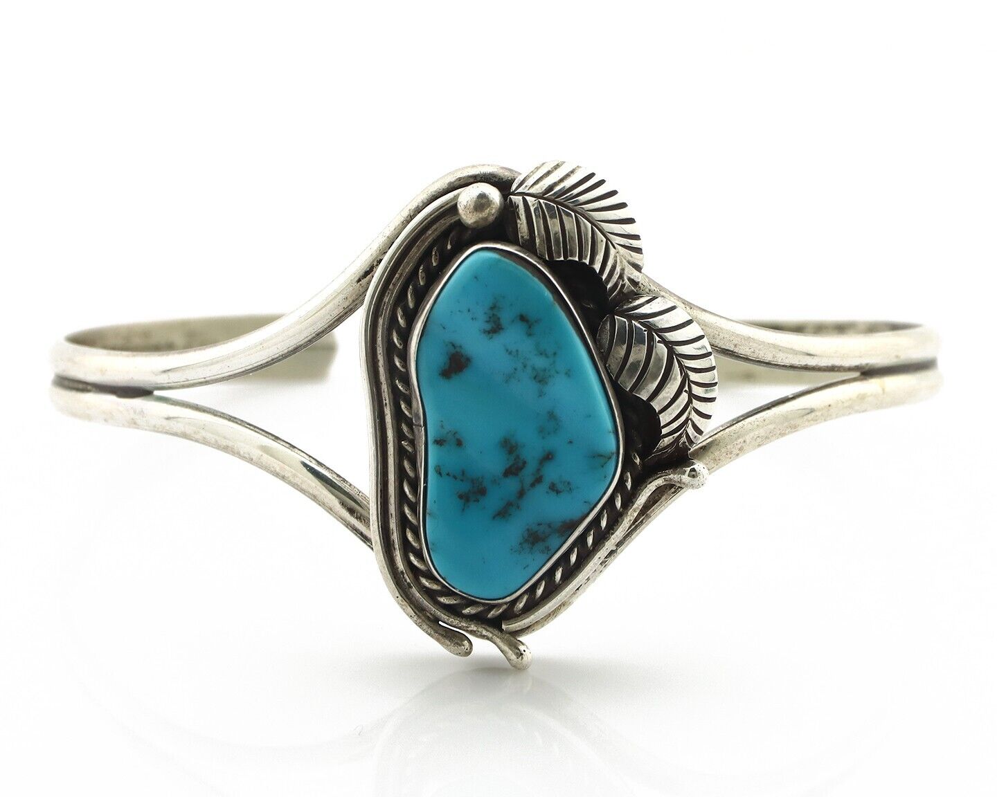 Navajo Bracelet 925 Silver Sleeping Beauty Turquoise Native Artist C.80's