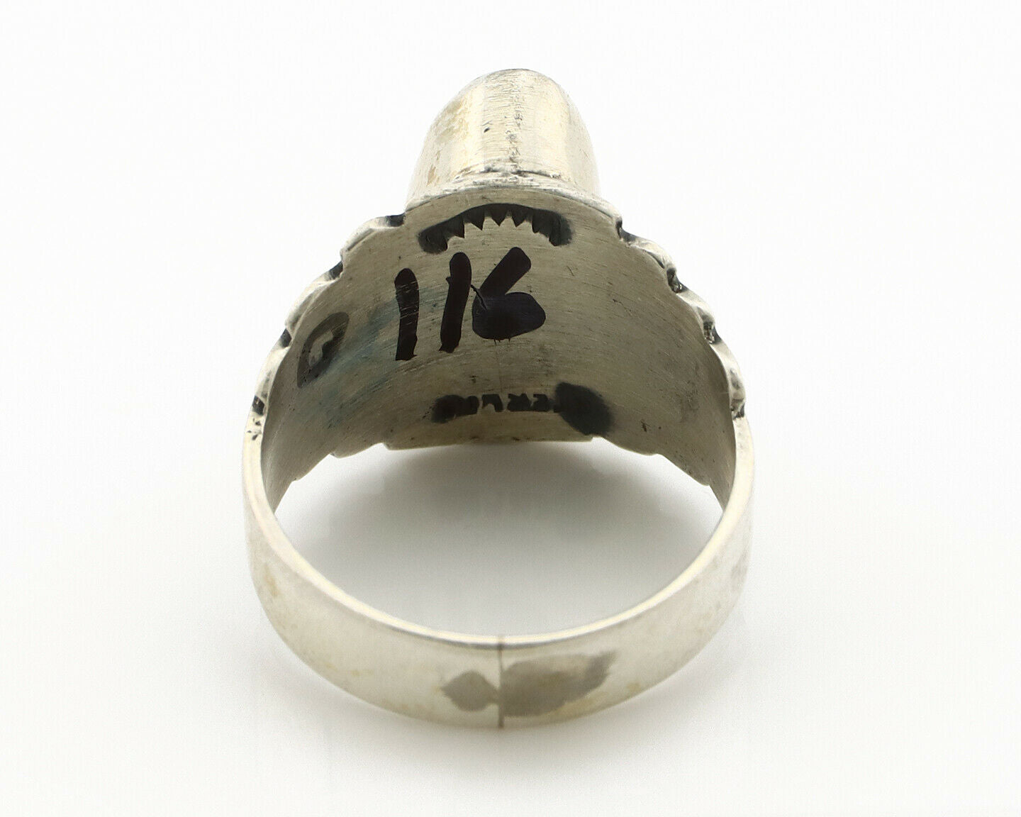 Navajo Ring .925 Silver Kingman Turquoise Artist Signed Apache C.80's