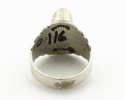 Navajo Ring .925 Silver Kingman Turquoise Artist Signed Apache C.80's