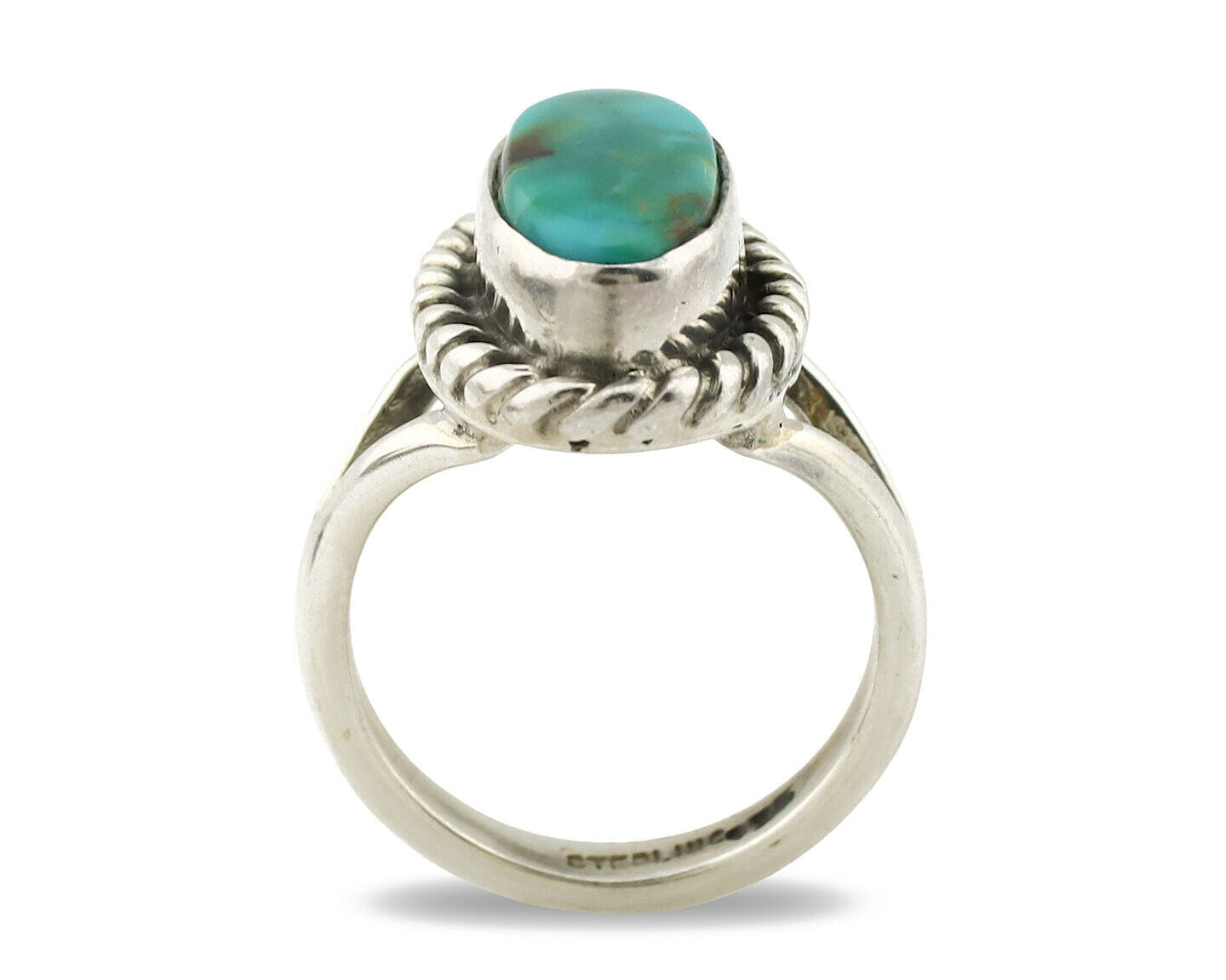 Navajo Ring .925 Silver Natural Mined Turquoise Artist Signed Gecko C.80's