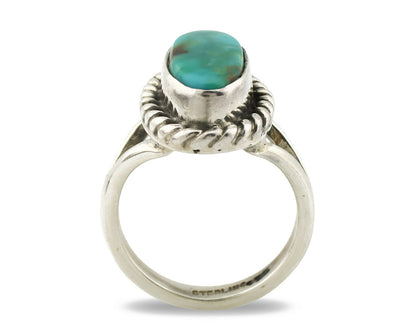 Navajo Ring .925 Silver Natural Mined Turquoise Artist Signed Gecko C.80's