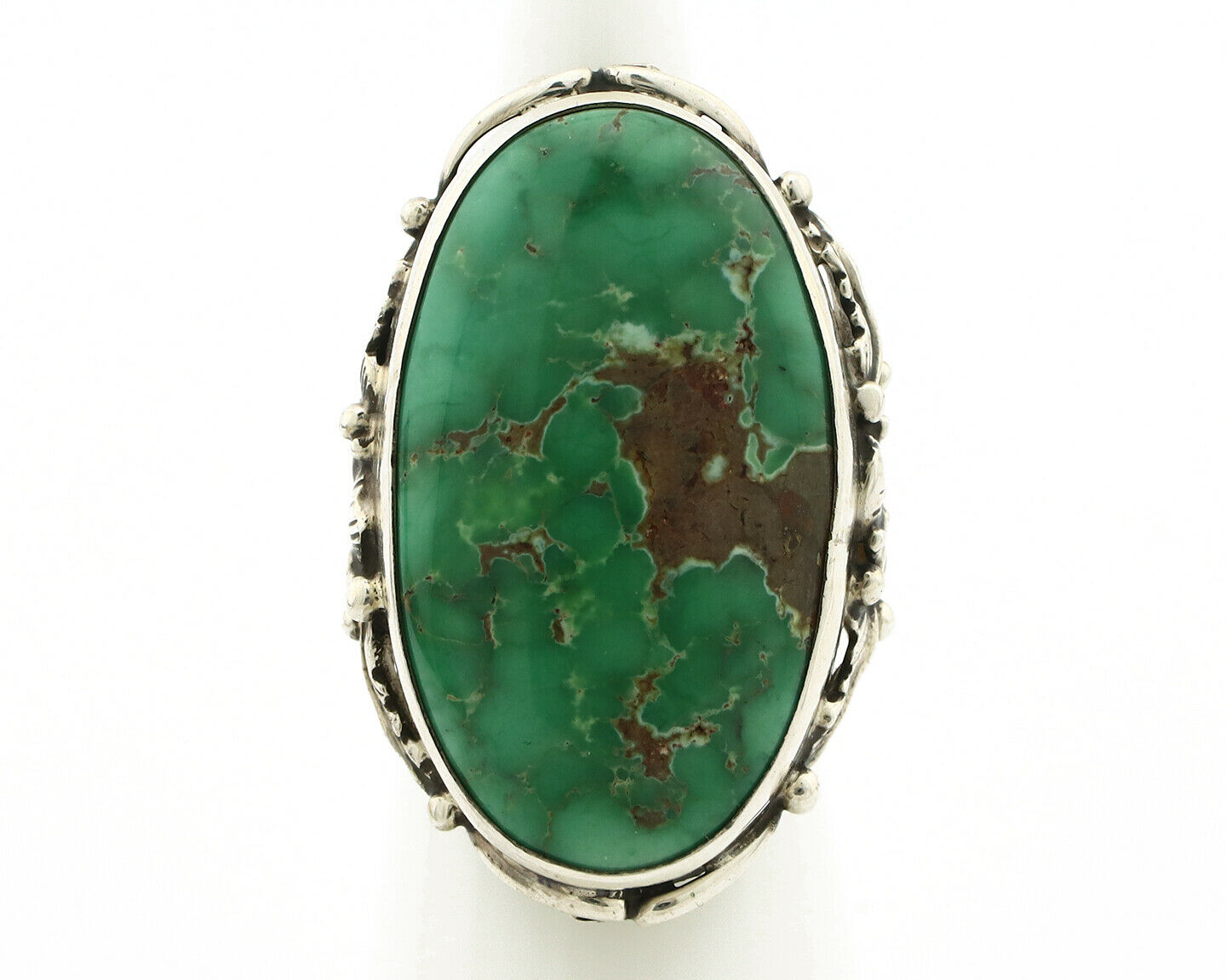 Navajo Ring .925 Silver Natural Green Turquoise Native Artist C.80's