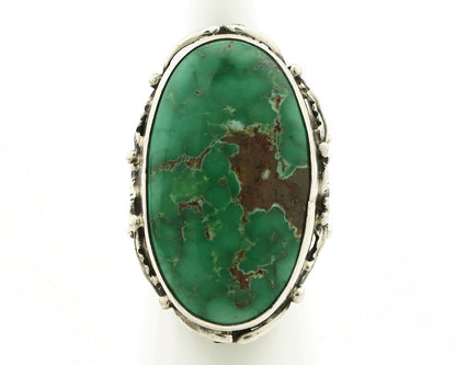 Navajo Ring .925 Silver Natural Green Turquoise Native Artist C.80's