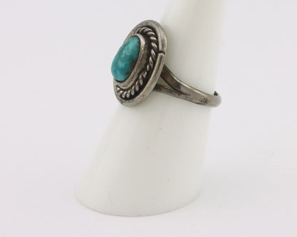 Navajo Handmade Ring 925 Silver Kingman Turquoise Native Artist C.80's