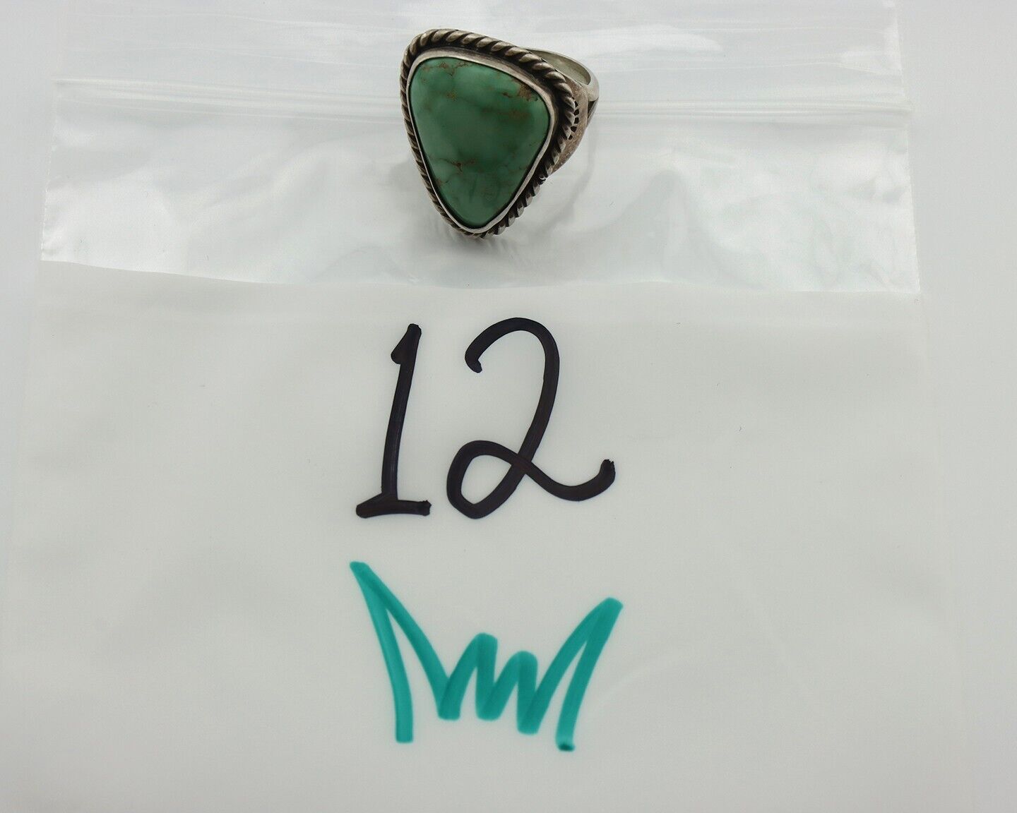 Navajo Ring 925 Silver Damelle Turquoise Native Artist Signed C.80's