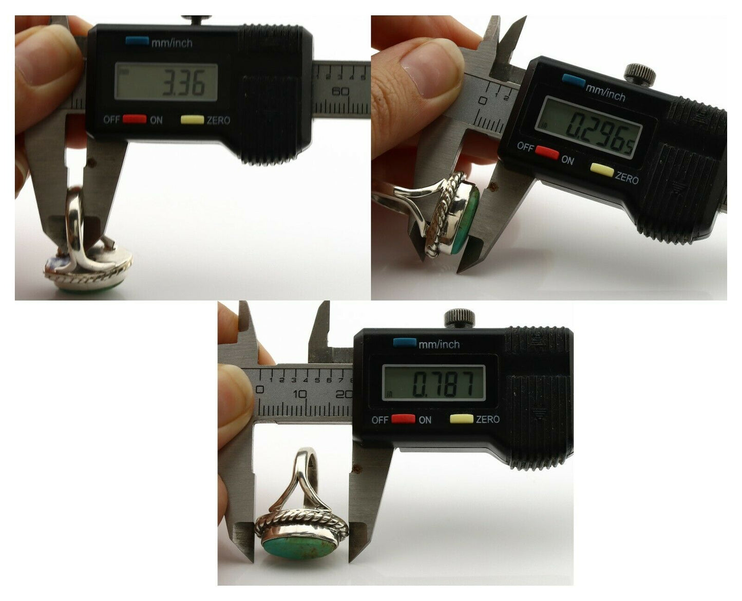 Navajo Ring .925 Silver Natural Mined Turquoise Artist Signed Gecko C.80's