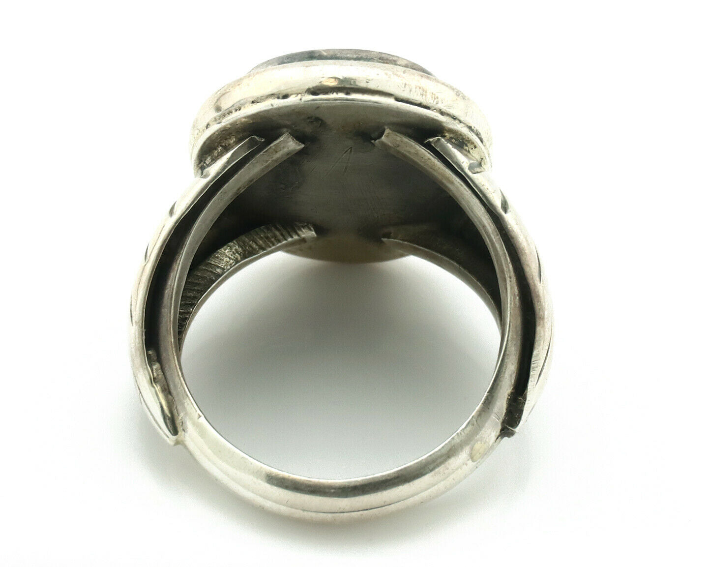 Navajo Ring .925 Silver Blue Gem Turquoise Artist Signed DZ C.80's