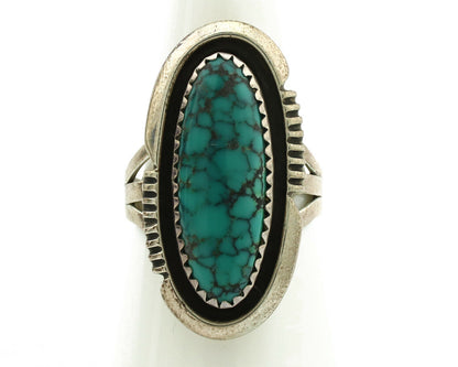 Navajo Ring .925 Silver Spiderweb Turquoise Native American Artist C.1980's