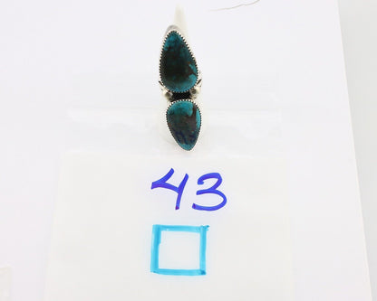 Navajo Ring 925 Silver Black & Blue Turquoise Artist Signed LTB C.80's