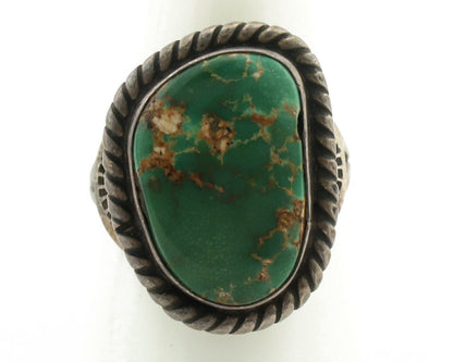 Navajo Ring .925 Silver Manassas Turquoise Native Artist Signed C.80's