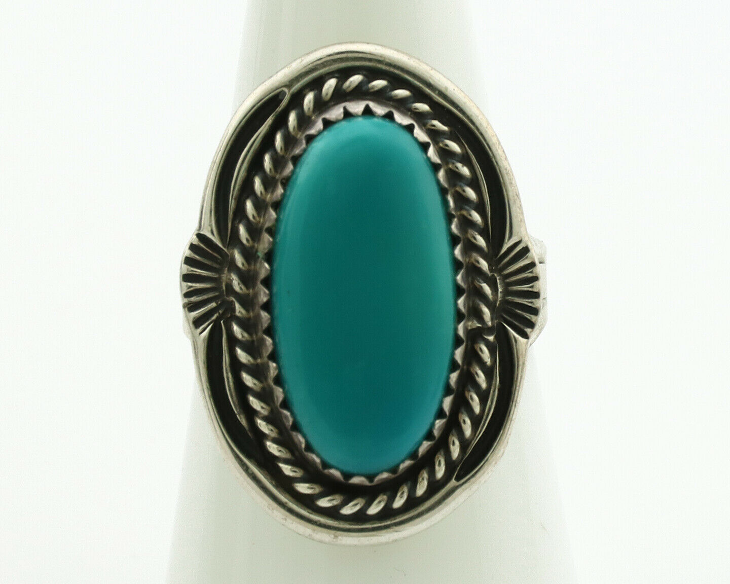 Navajo Ring .925 Silver Blue Turquoise Signed M Begay C.1980's