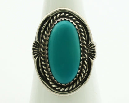 Navajo Ring .925 Silver Blue Turquoise Signed M Begay C.1980's