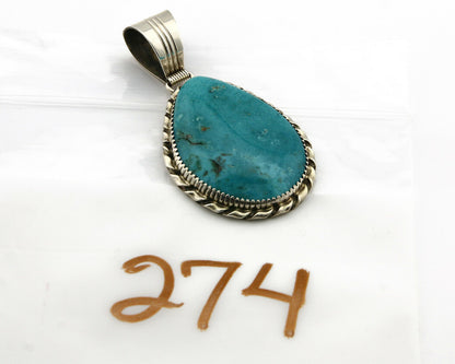 Navajo Pendant Turquoise Mountain .925 Silver Signed LTB C.80's