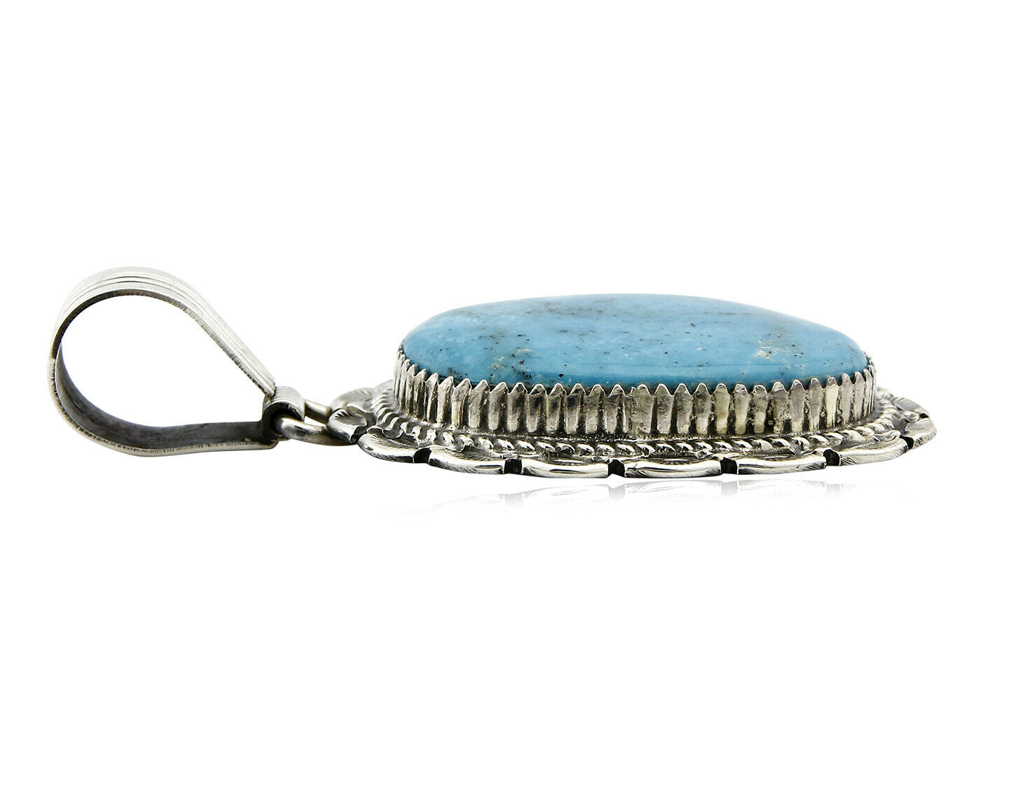 Navajo Pendant .925 Silver Kingman Turquoise Signed Artist LT Begay C.80's