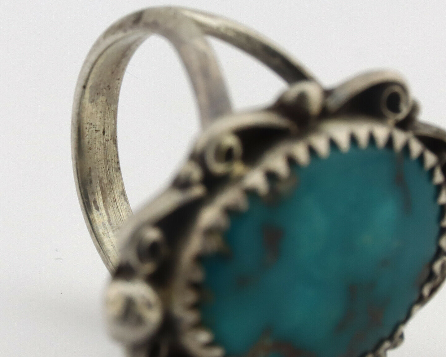 Navajo Ring .925 Silver Morenci Turquoise Artist Billy Eagle C.80's