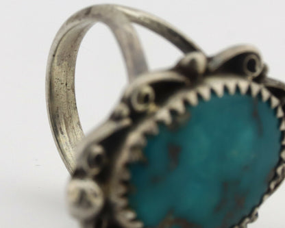 Navajo Ring .925 Silver Morenci Turquoise Artist Billy Eagle C.80's