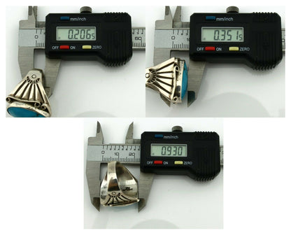 Navajo Ring .925 Silver Blue Turquoise Artist Signed T C.80's