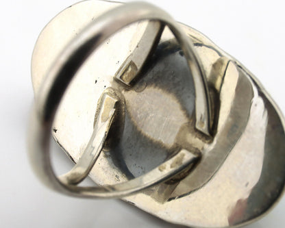 Navajo Ring 925 Silver Natural Blue Turquoise Native American Artist C.80's